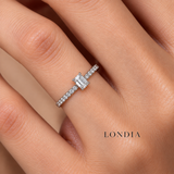 0.55 Ct. F Color HRD Certified Emerald Cut Diamond Side Stone Ring