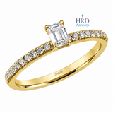 0.55 Ct. F Color HRD Certified Emerald Cut Diamond Side Stone Ring