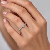 0.55 Ct. F Color HRD Certified Emerald Cut Diamond Side Stone Ring