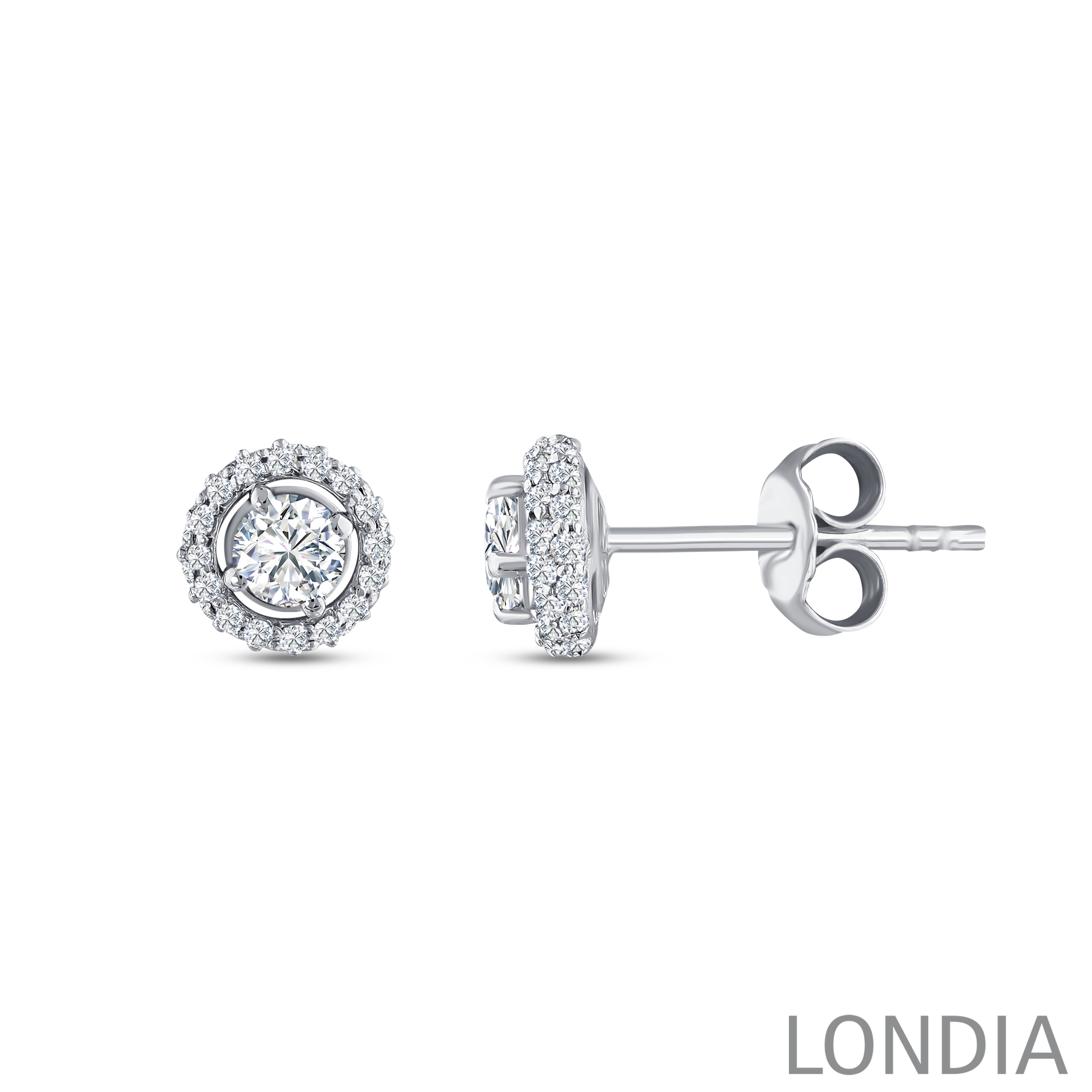 0.55 Ct. Natural Diamond Embrace Halo Design Earring in 14K Gold