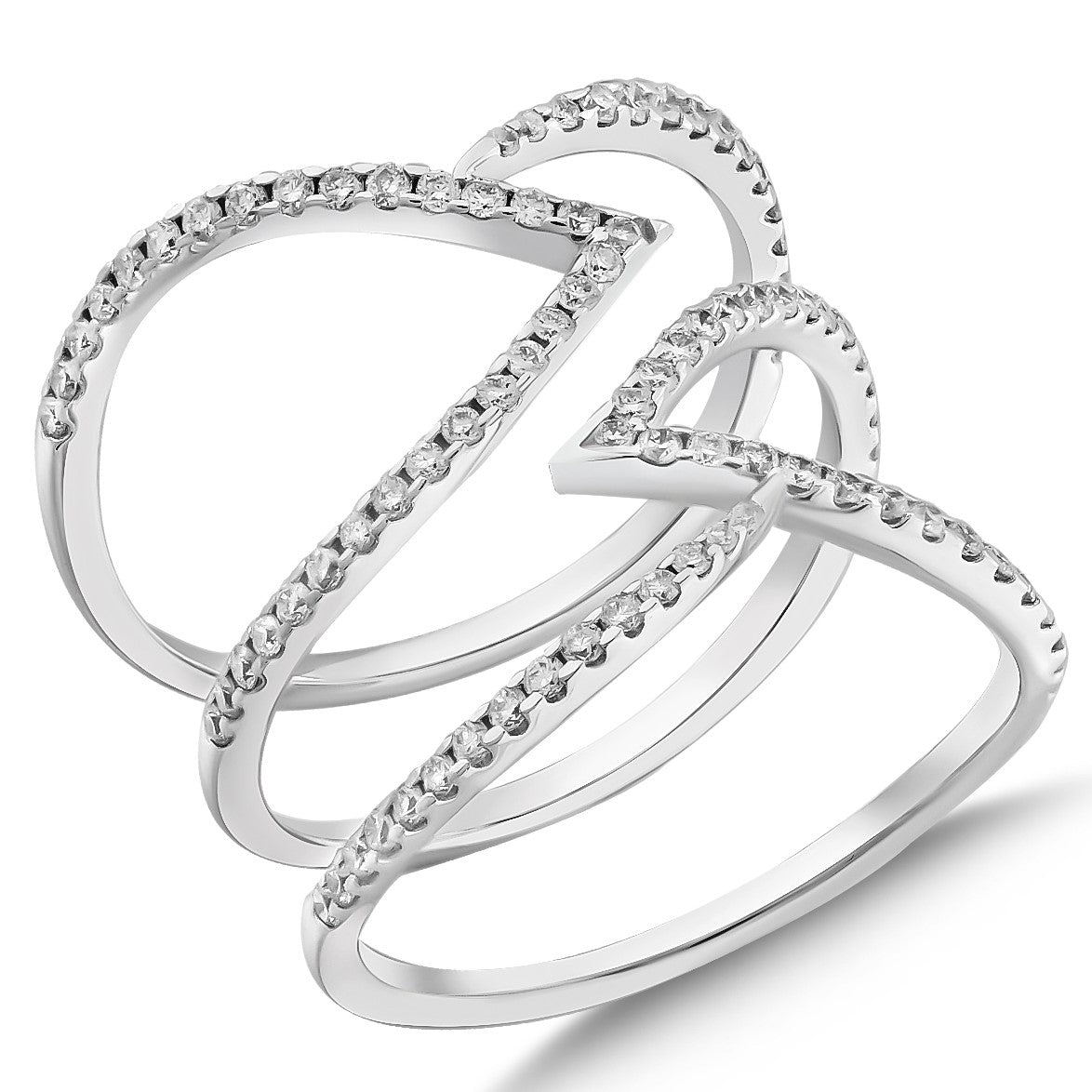 0.55 Ct. Natural Diamond Line Zyra Design Ring in 18K Gold