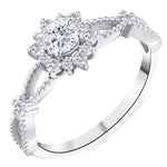 0.55 Ct. Natural Diamond Vintage Design ''Lotus'' Ring in 18K Gold