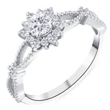 0.55 Ct. Natural Diamond Vintage Design ''Lotus'' Ring in 18K Gold