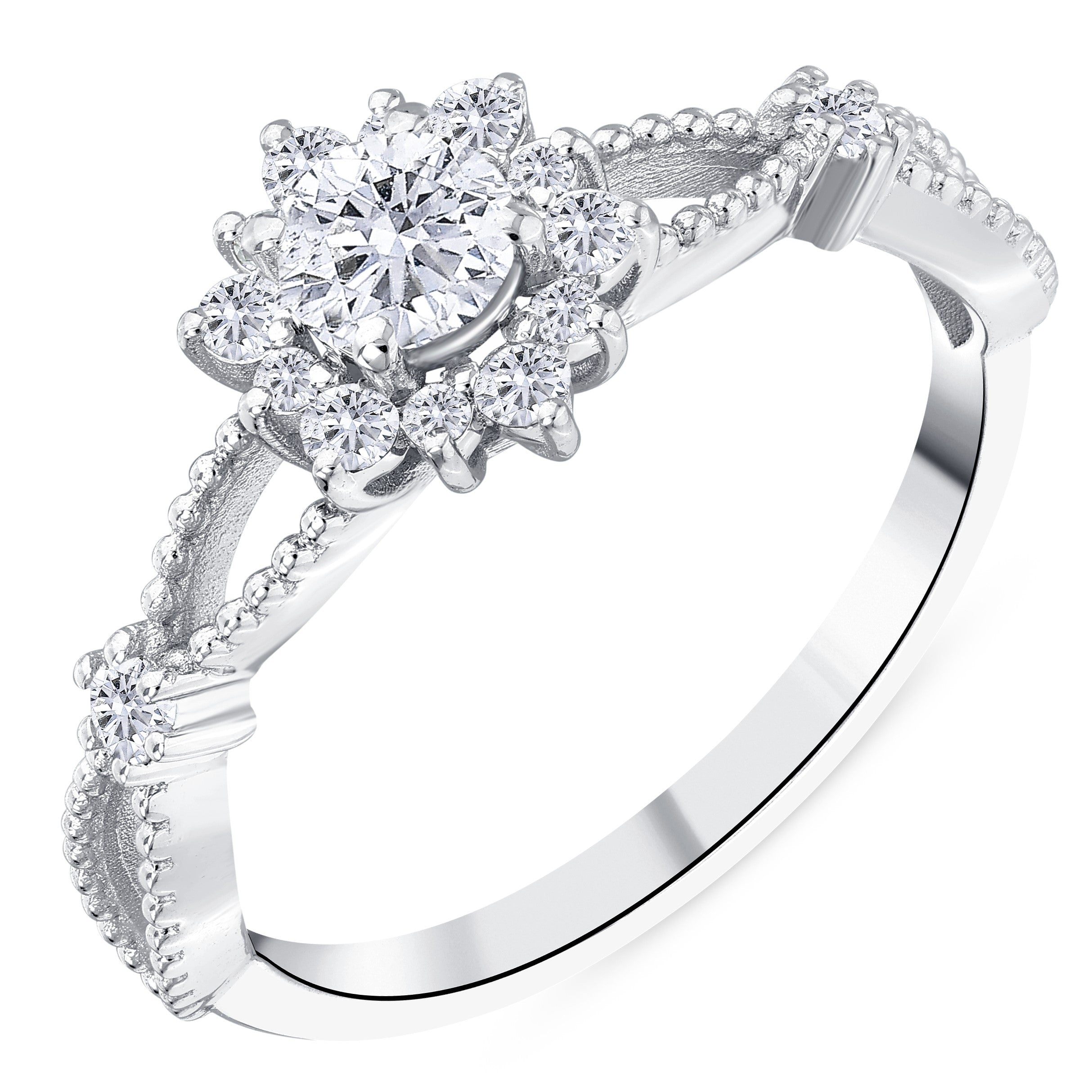 0.55 Ct. Natural Diamond Vintage Design ''Lotus'' Ring in 18K Gold