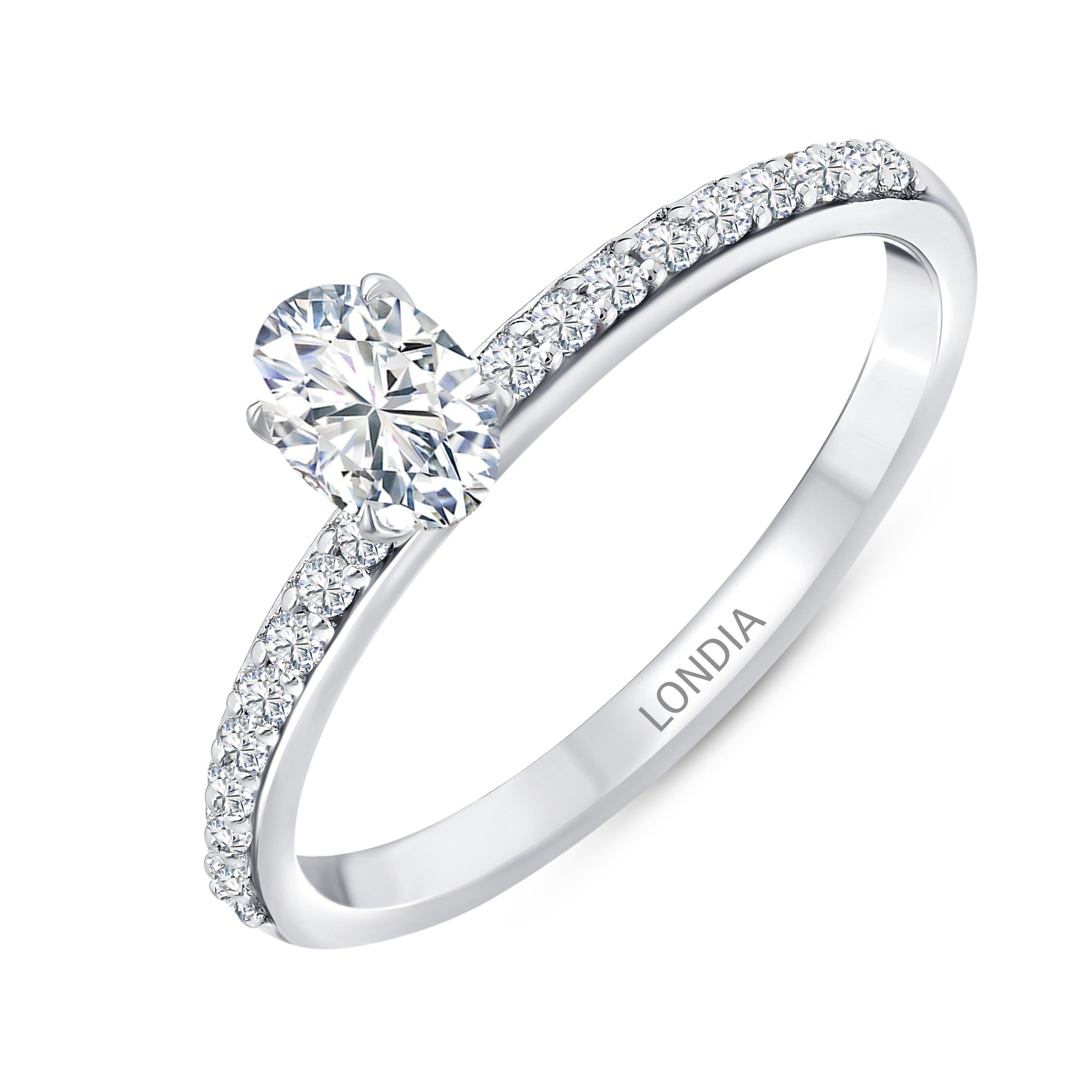 0.55 Ct. Natural Oval Diamond Solitaire Ring with Side Stones