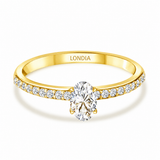 0.55 Ct. Natural Oval Diamond Solitaire Ring with Side Stones