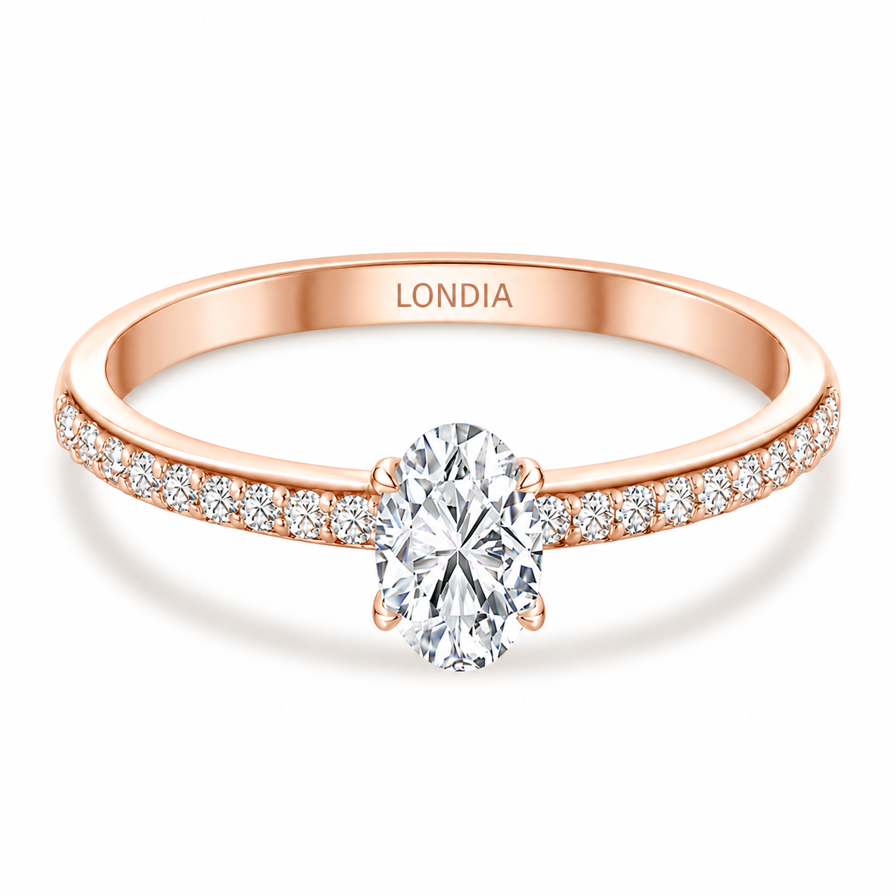 0.55 Ct. Natural Oval Diamond Solitaire Ring with Side Stones