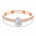 0.55 Ct. Natural Oval Diamond Solitaire Ring with Side Stones