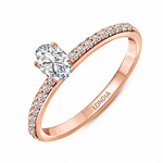 0.55 Ct. Natural Oval Diamond Solitaire Ring with Side Stones