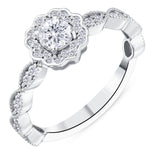 0.55 Ct. Natural Round Cut Diamond Vintage Design ''Isadora'' Ring in 18K Gold