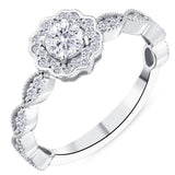 0.55 Ct. Natural Round Cut Diamond Vintage Design ''Isadora'' Ring in 18K Gold