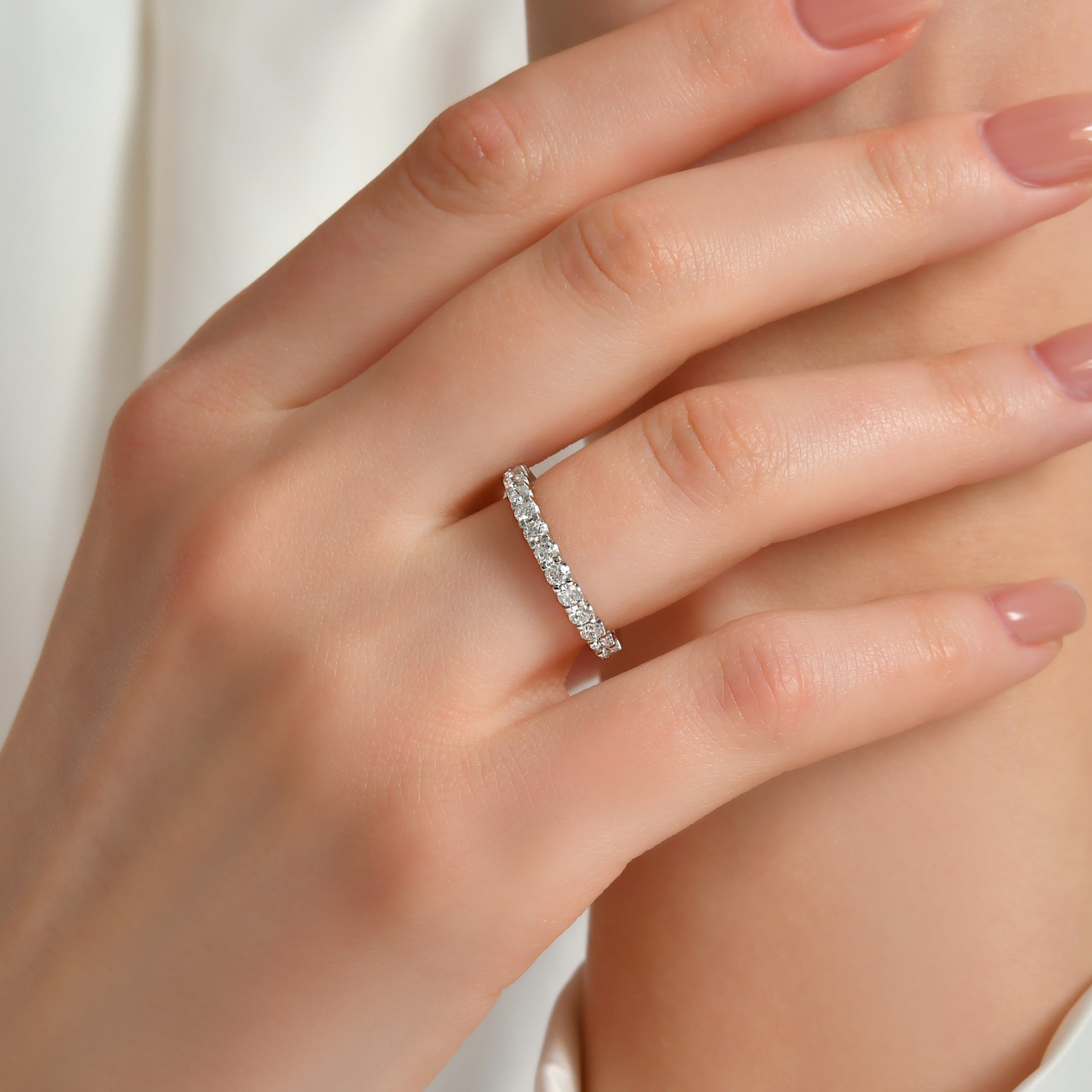 0.55 ct. Diamond Half Eternity Band Ring in 14K Fine Gold