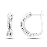 0.55 ct. Line Design Round Diamond Hoop Earring 14K Gold