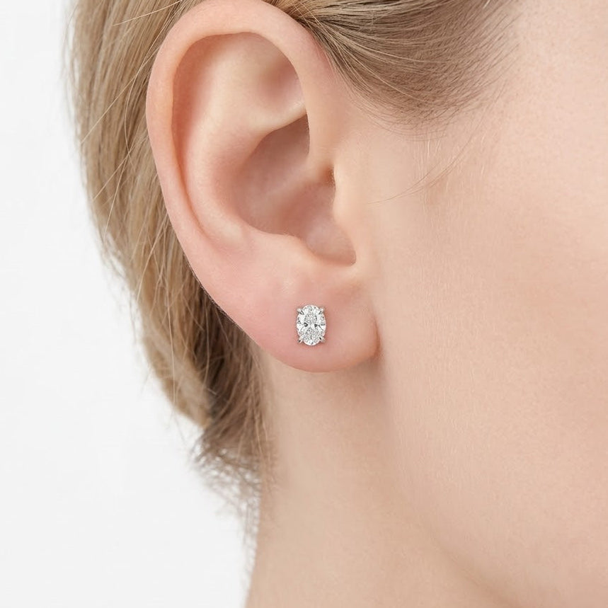 Diamond Oval Earrings