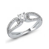 0.60 Carat Natural Diamond Halo Design Ring with Side Stones, 14K Gold