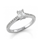 0.60 Ct. Natural Diamond Emerald Cut Design Ring with Side Stones, 18K Gold