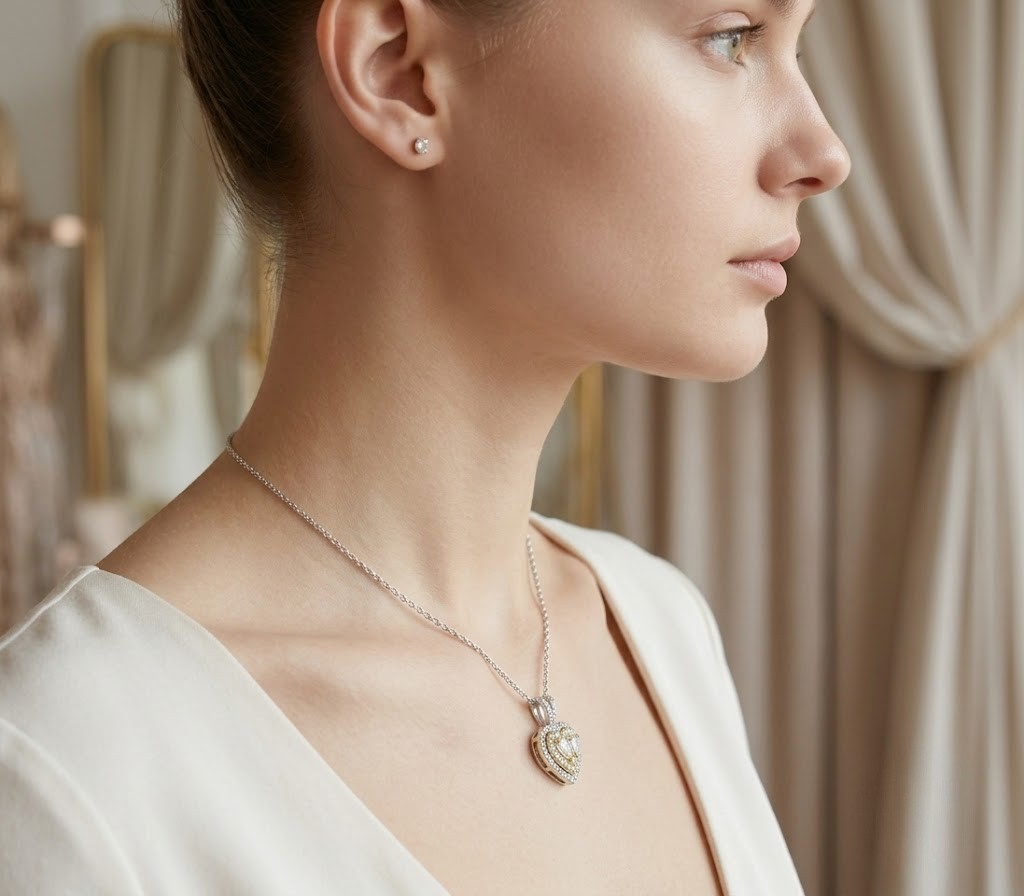 0.60 Ct. Natural Diamond Heart Design Diamond Necklace | LONDIA