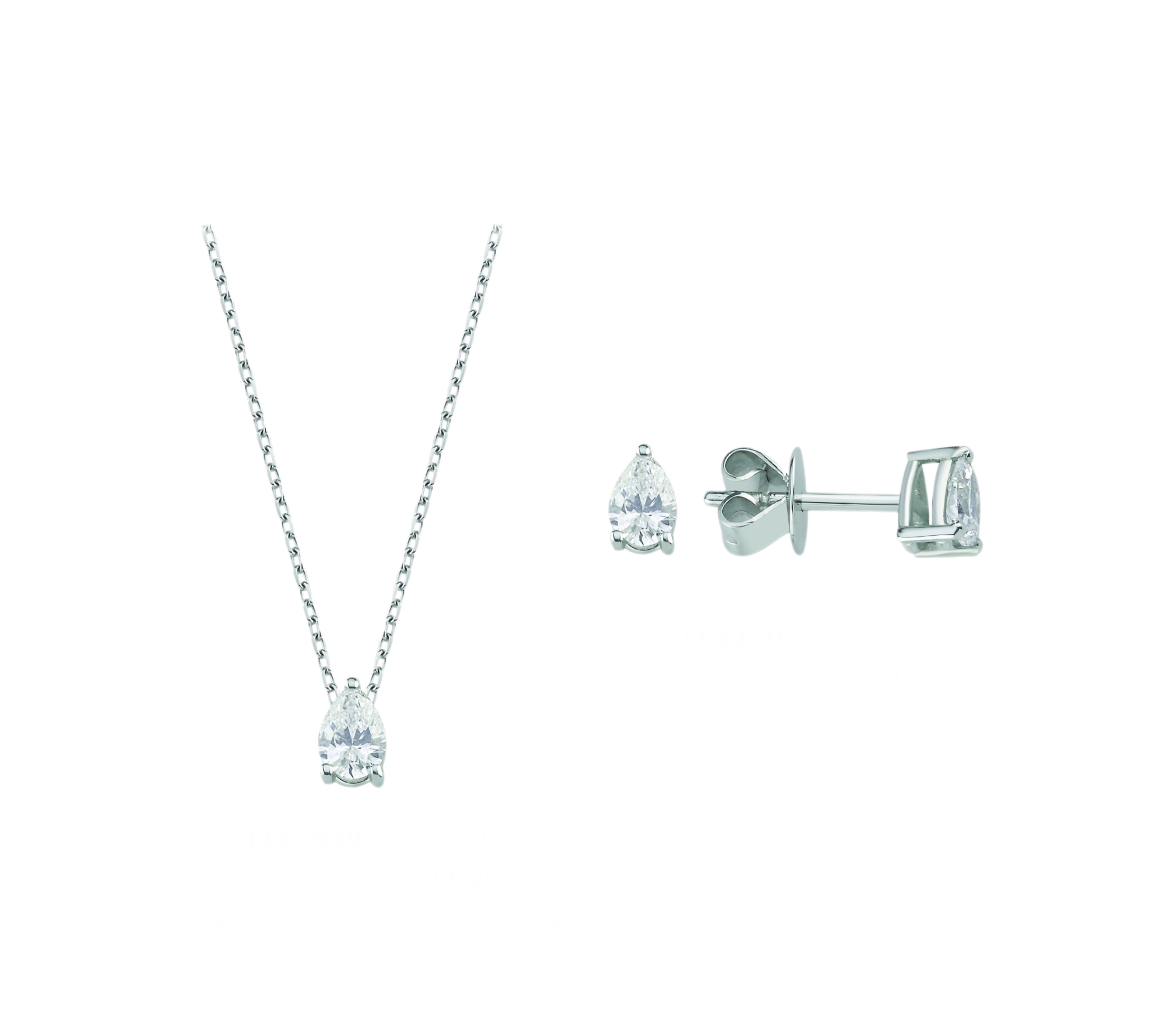 Natural Diamond Pear Necklace & Earrings Set