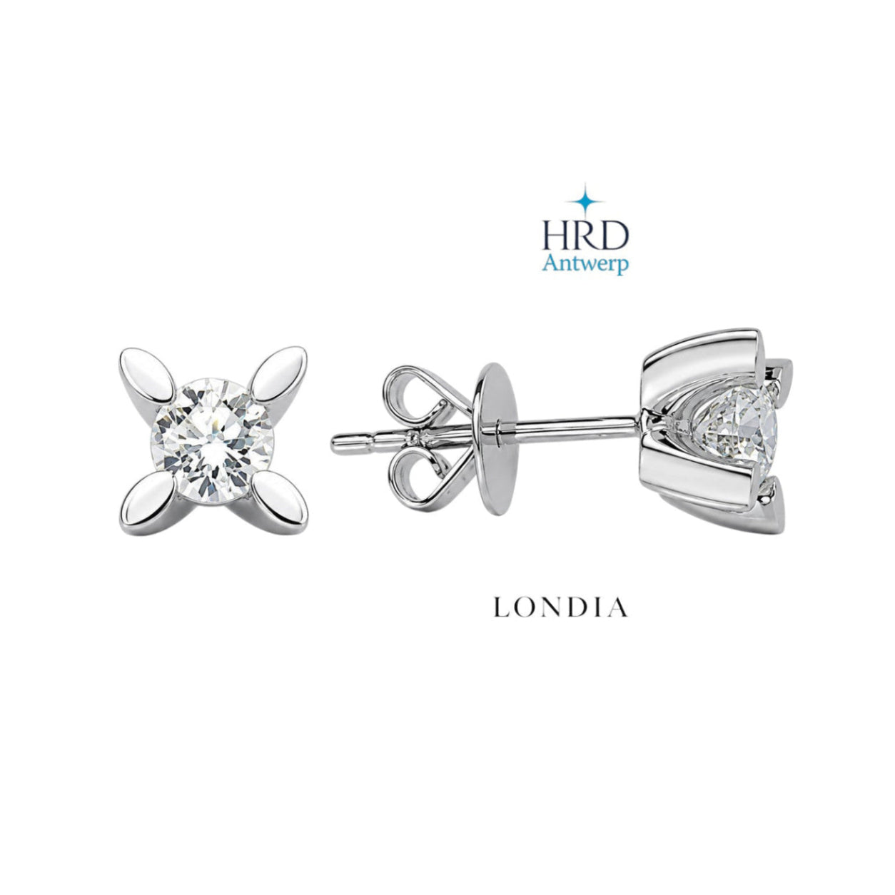 0.60 Carat F Color HRD Certified Butterfly Solitaire Earring