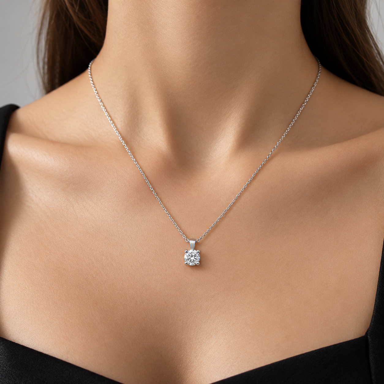 0.60 Carat F Color HRD Certified Classic Solitaire Necklace