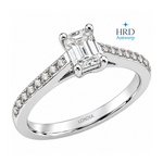 0.60 Ct. F Color HRD Certified Emerald Cut Diamond Side Stone Ring