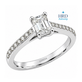 0.60 Ct. F Color HRD Certified Emerald Cut Diamond Side Stone Ring