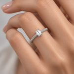 0.60 Ct. F Color HRD Certified Emerald Cut Diamond Side Stone Ring
