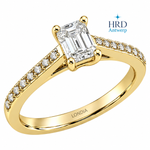 0.60 Ct. F Color HRD Certified Emerald Cut Diamond Side Stone Ring