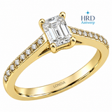 0.60 Ct. F Color HRD Certified Emerald Cut Diamond Side Stone Ring