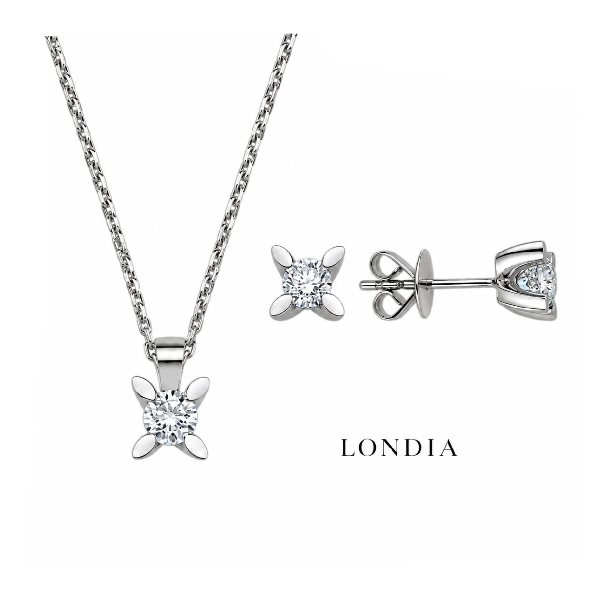 0.60 Ct. F Color Natural Diamond Butterfly Solitaire Set