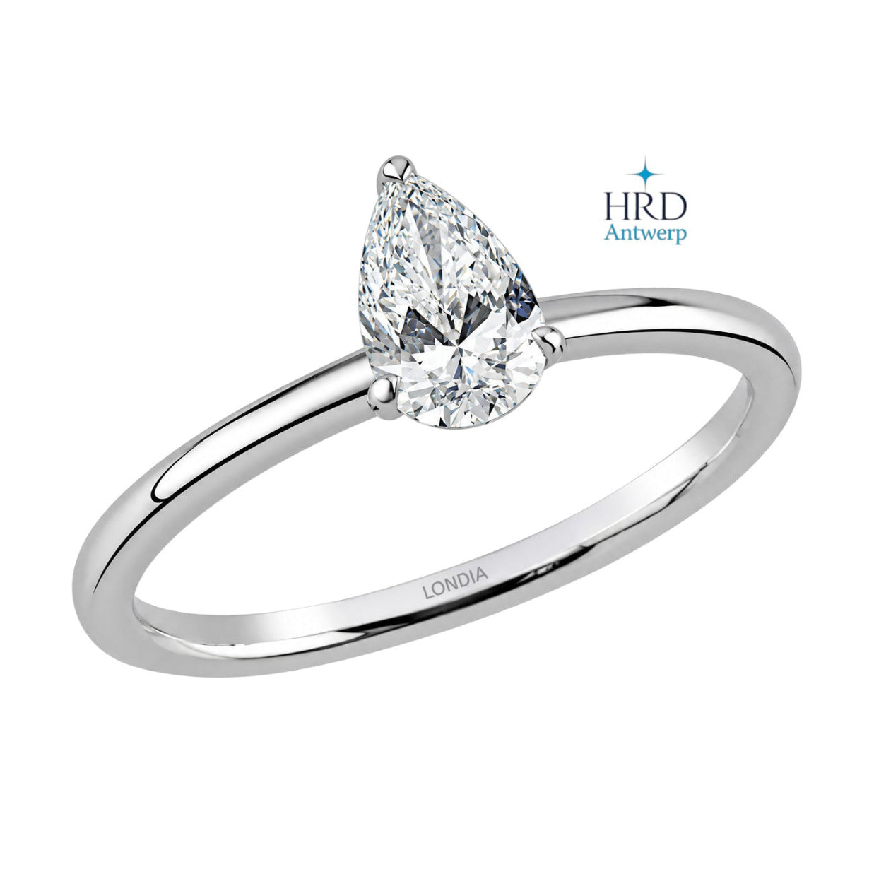 0.60 Ct. F Color Natural Diamond HRD Certified Pear Solitaire Ring