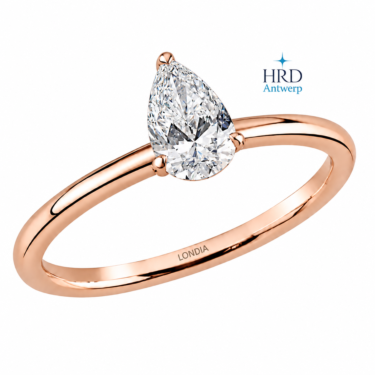 0.60 Ct. F Color Natural Diamond HRD Certified Pear Solitaire Ring