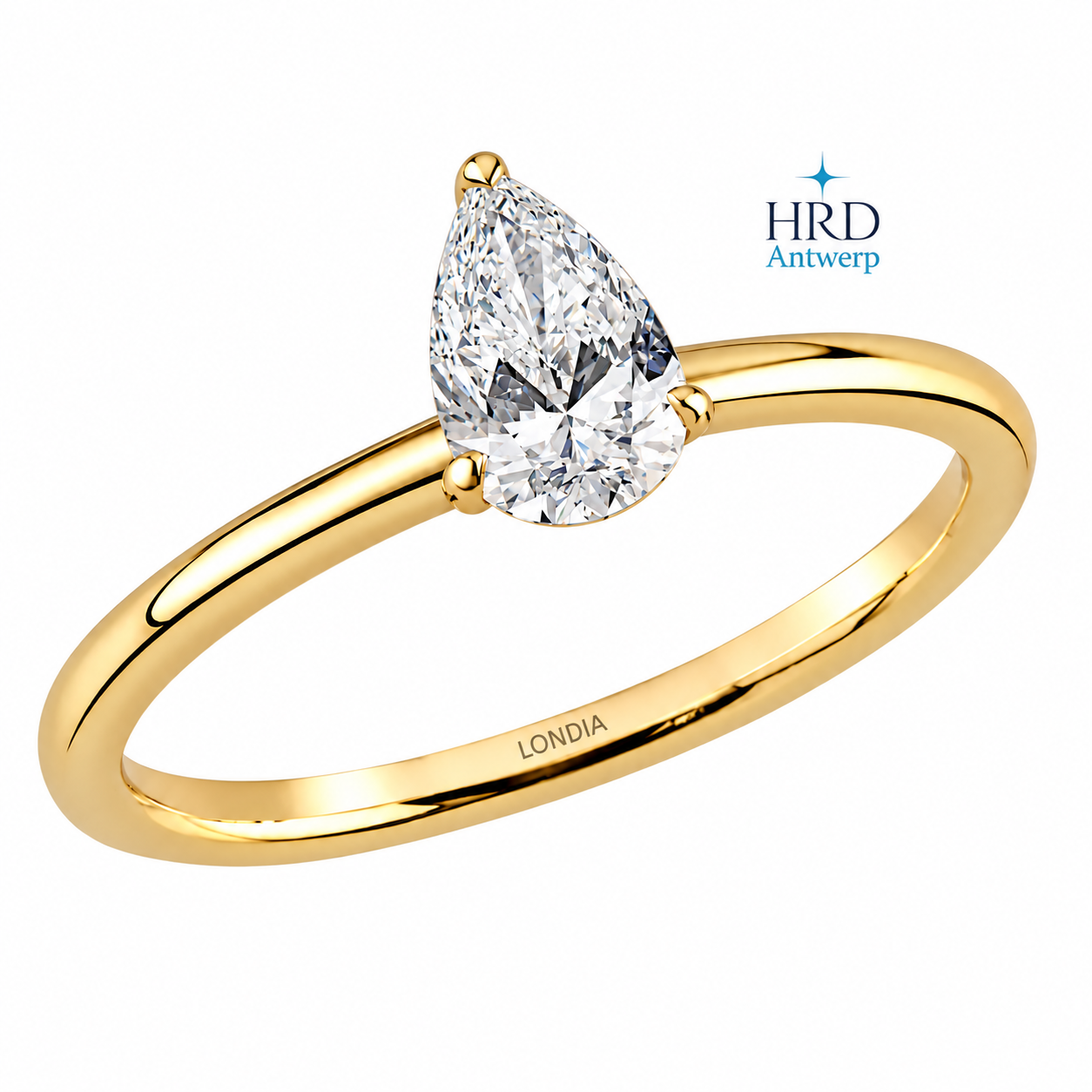 0.60 Ct. F Color Natural Diamond HRD Certified Pear Solitaire Ring