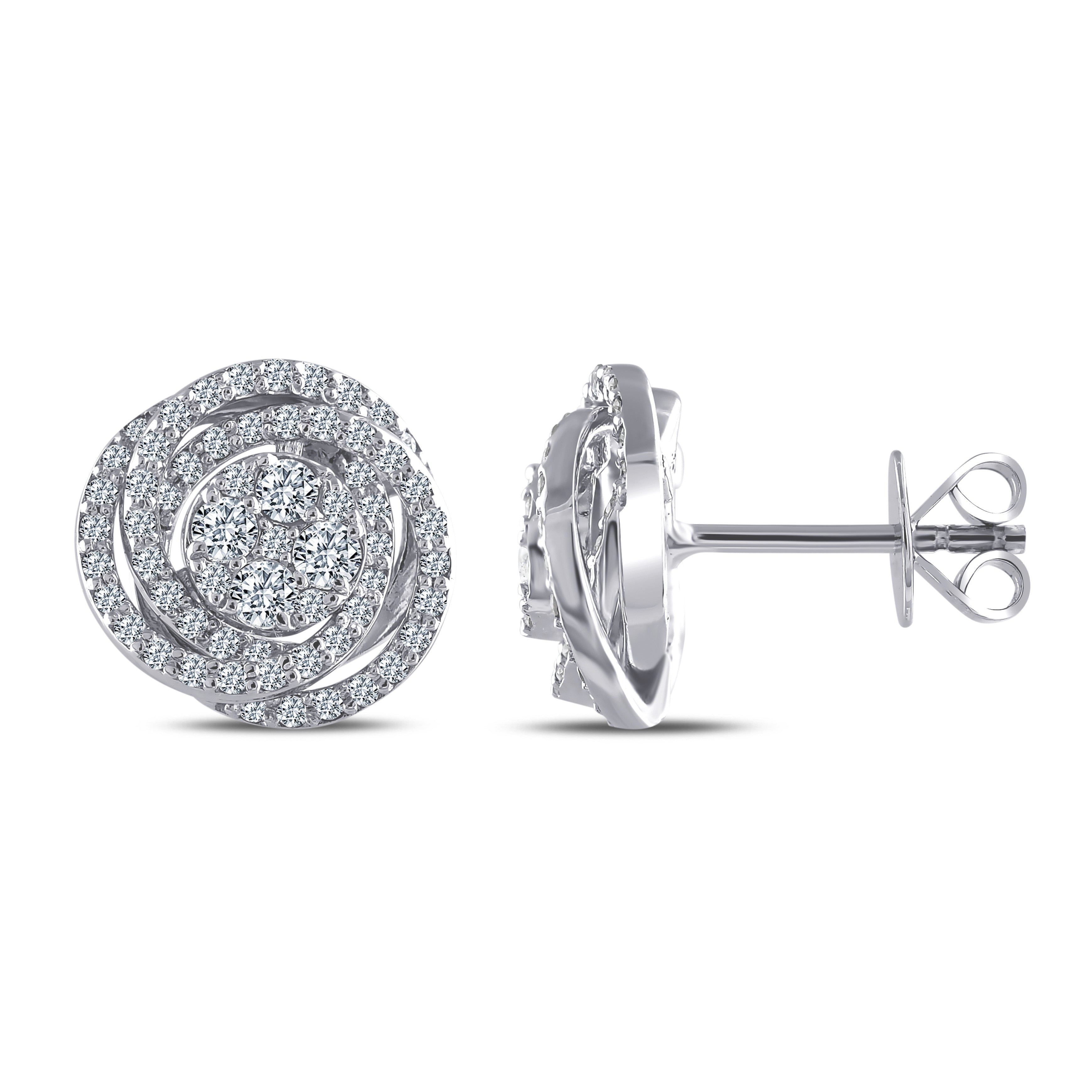 0.60 Ct. Natural Diamond Olympic Design Diamond Earing in 14K Gold