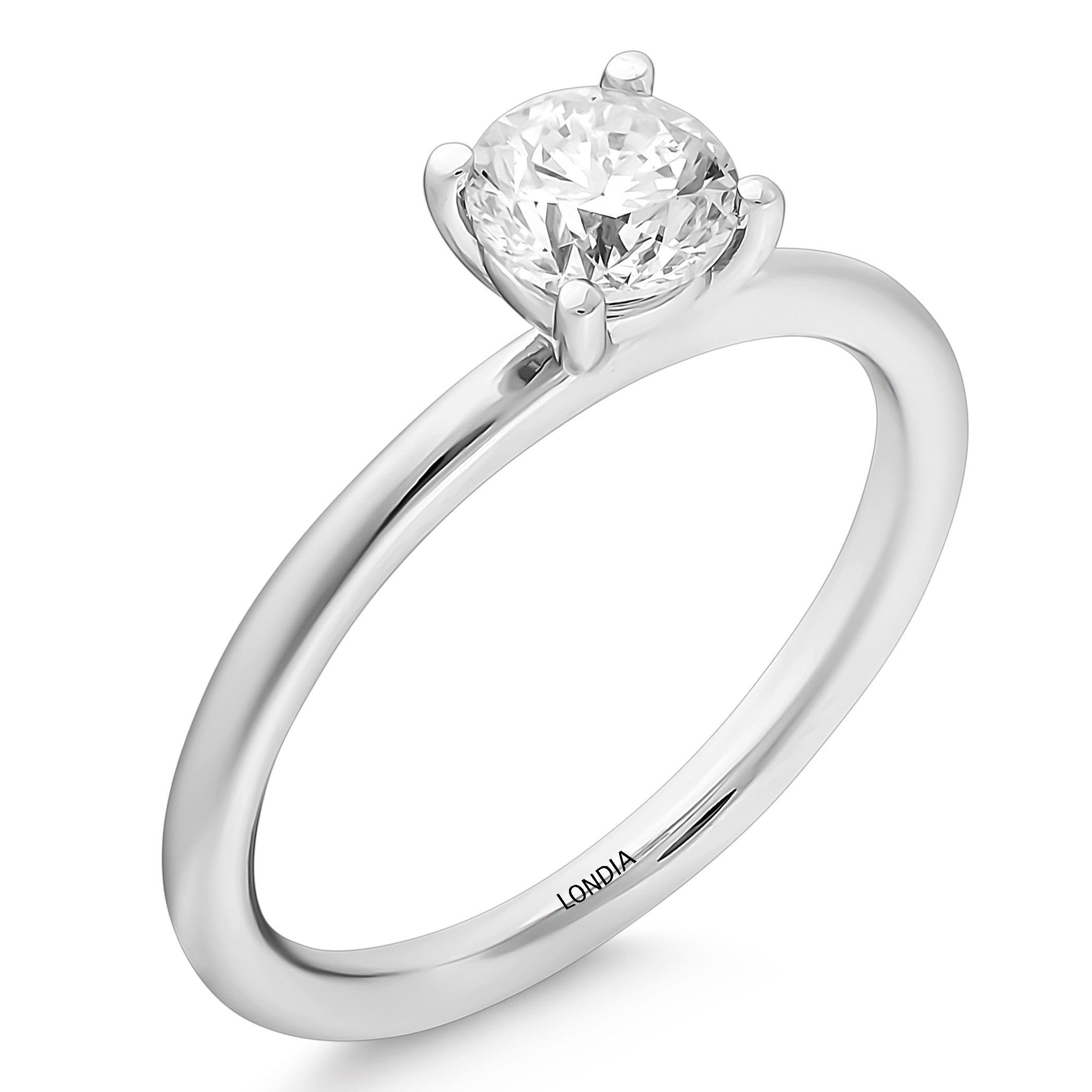 0.60 Ct. Natural Diamond Solitaire ''Modern'' Ring in 14K Gold