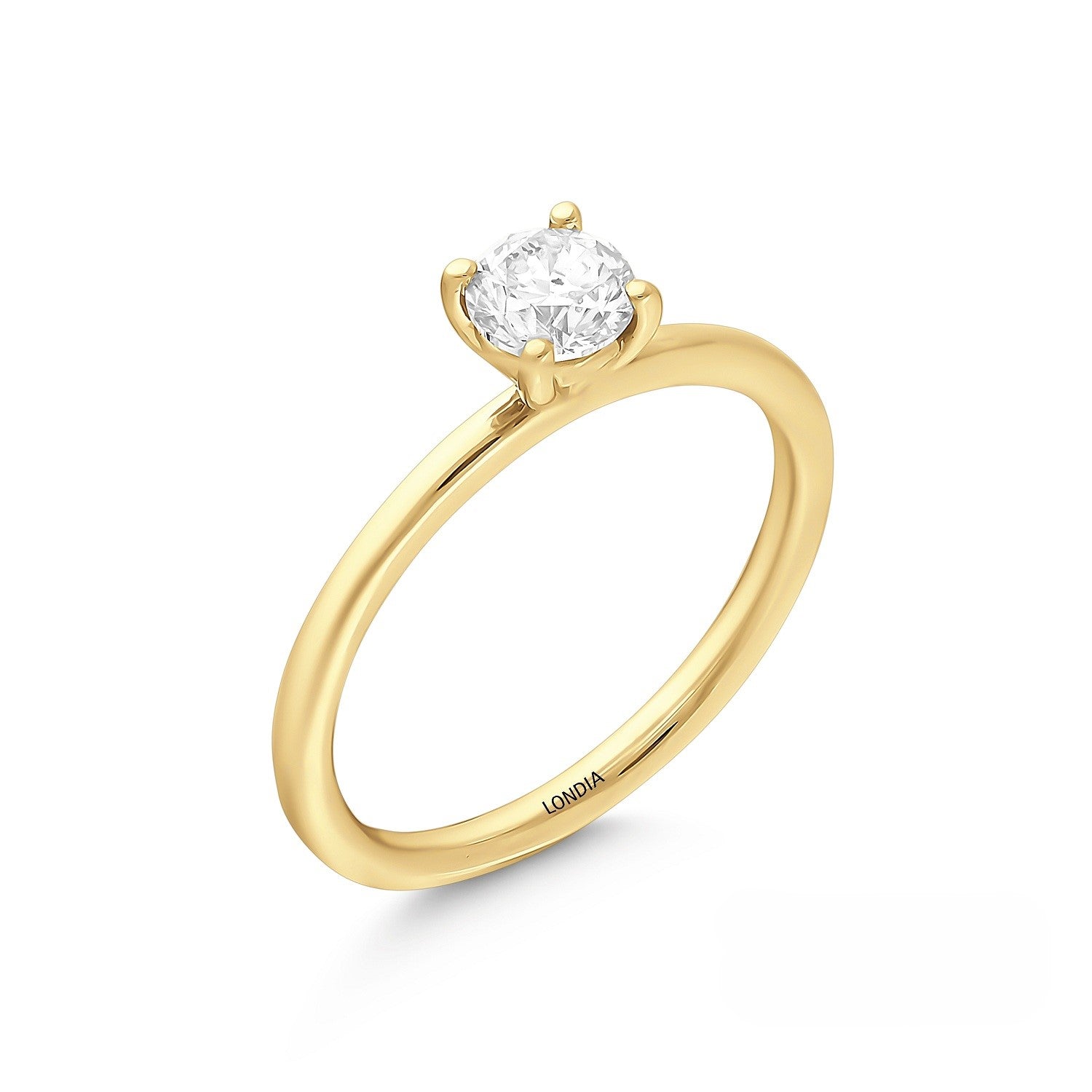 0.60 Ct. Natural Diamond Solitaire ''Modern'' Ring in 14K Gold