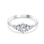 0.60 Ct. Natural Oval Diamond Ring with Marquise & Pear Side Diamonds