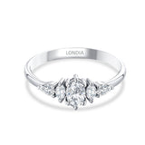 0.60 Ct. Natural Oval Diamond Ring with Marquise & Pear Side Diamonds