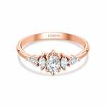 0.60 Ct. Natural Oval Diamond Ring with Marquise & Pear Side Diamonds