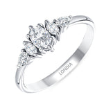 0.60 Ct. Natural Oval Diamond Ring with Marquise & Pear Side Diamonds