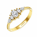 0.60 Ct. Natural Oval Diamond Ring with Marquise & Pear Side Diamonds