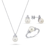 0.65 Carat Natural Diamond and Pearl Jewelry Set