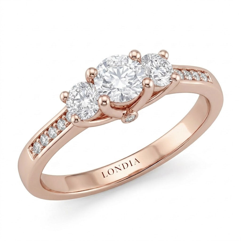 0.65 Carat Natural Round Cut Diamond Vintage Design Ring, 14K Gold