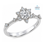 0.65 Carat F Color HRD Internationally Certified Lotus Solitaire Ring