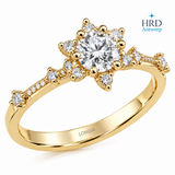 0.65 Carat F Color HRD Internationally Certified Lotus Solitaire Ring