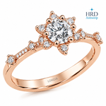 0.65 Carat F Color HRD Internationally Certified Lotus Solitaire Ring