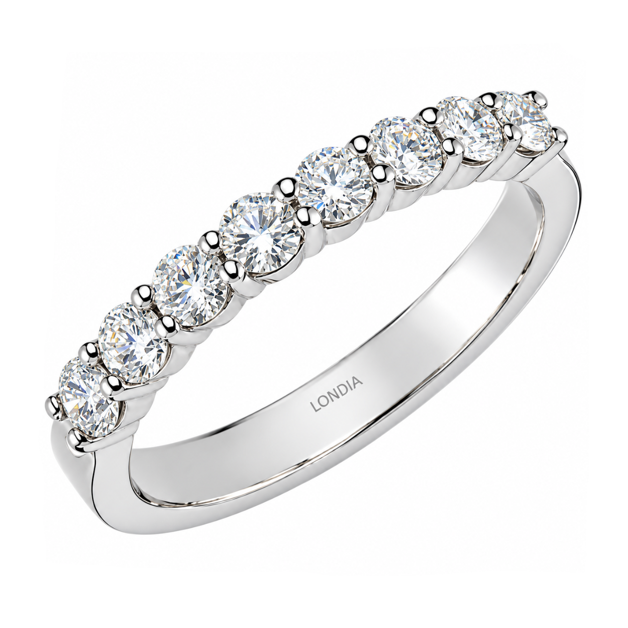 0.65 Carat F Color Natural Diamond Half Eternity Ring