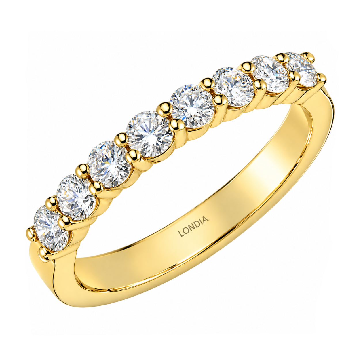 0.65 Carat F Color Natural Diamond Half Eternity Ring