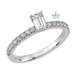 0.65 Ct. F Color HRD Certified Emerald Cut Diamond Side Stone Ring