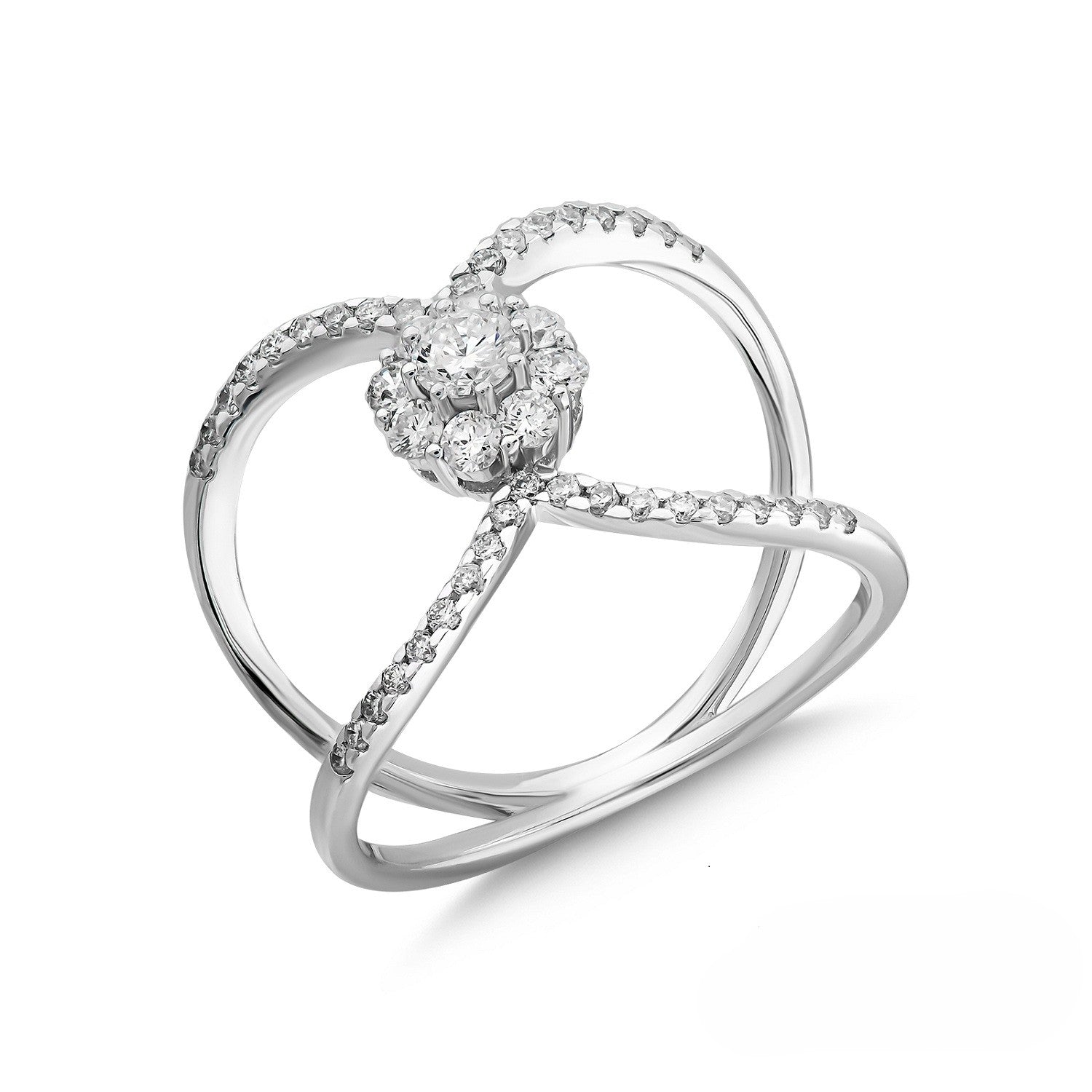 0.65 Ct. Interlace Design Statement Ring in 18K Gold